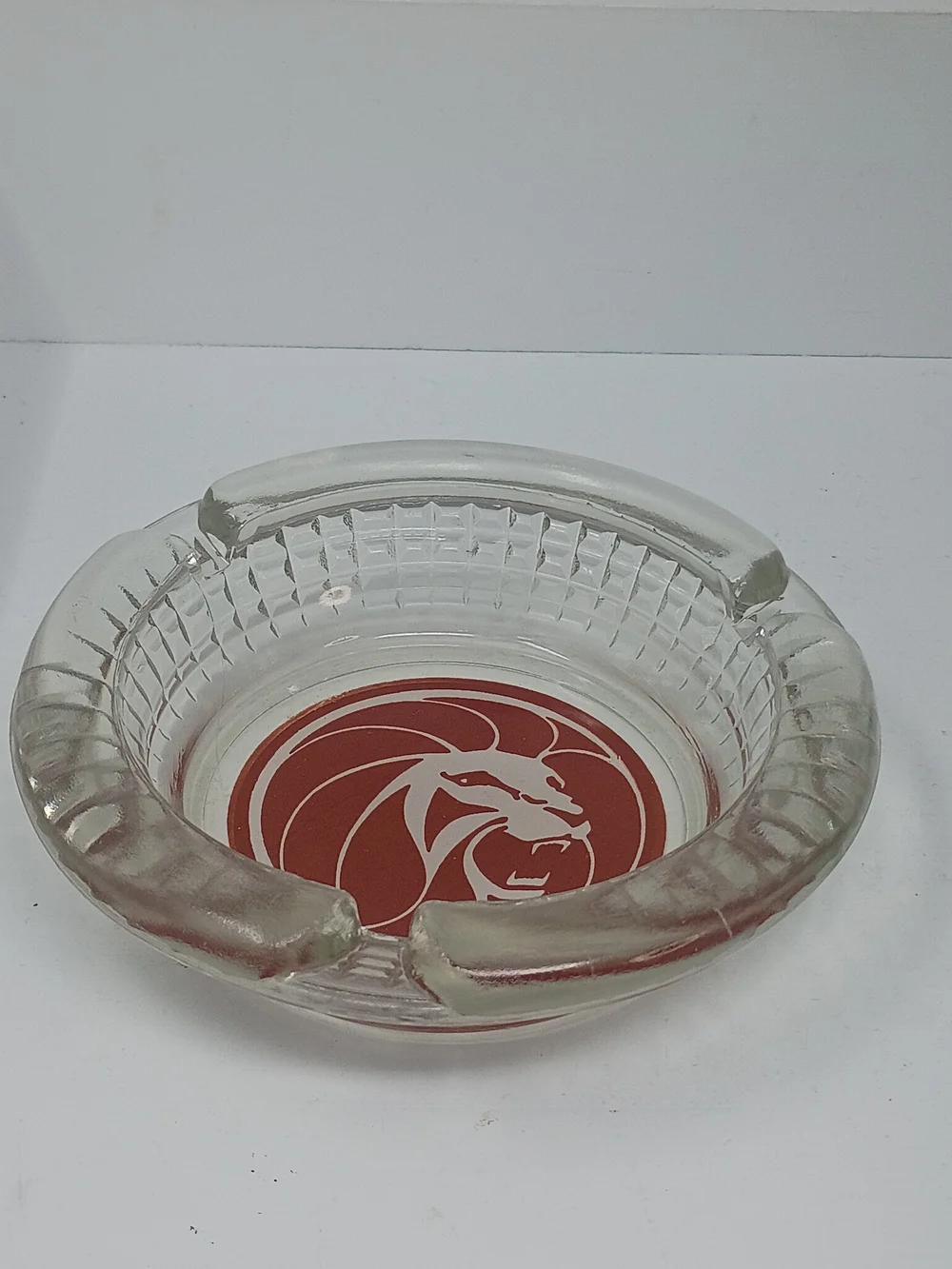 Vintage MGM Grand Hotel Ashtray with Red Lion Emblem